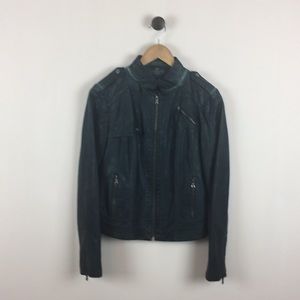 Guess Vegan Leather Teal Moto Jacket S